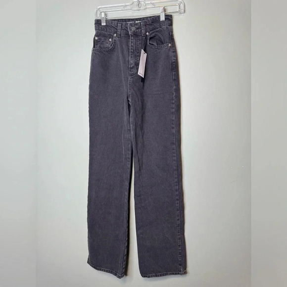 Stradivarius Women’s NWT Long Straight Fit Black Denim Pants Size 4 - Picture 1 of 6